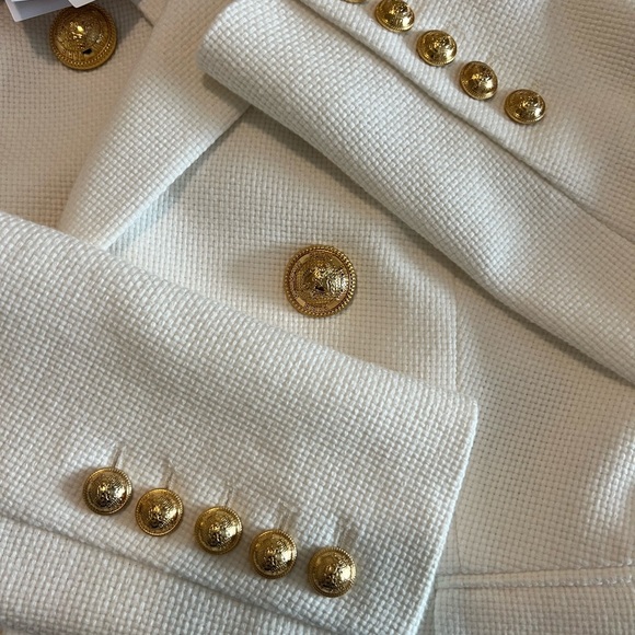 NEW BALMAIN DOUBLE-BREASTED BLAZER SIZE FR 36 US 04 COLOR BLANC GOLD BUTTONS - Picture 10 of 16